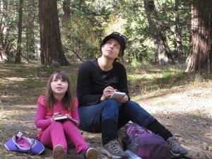 My daughter and I drawing after lunch on a hike in Yosemite Valley.